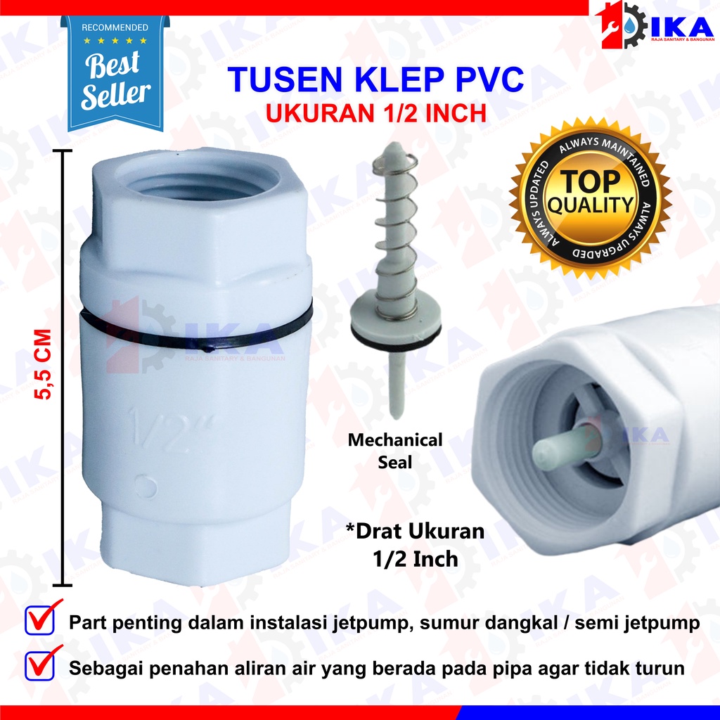 Tussen klep tusen klep pvc plastik 1/2'' inch bagus tebal awet murah