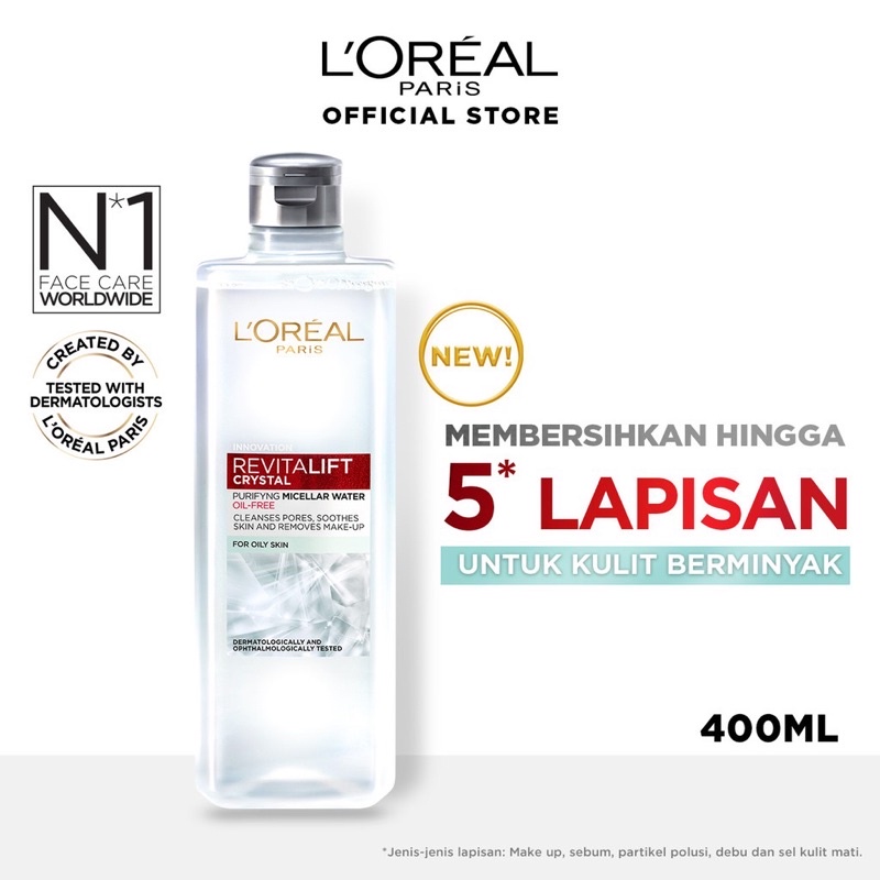 L'OREAL REVITALIFT CRYSTAL PURIFYING MICELLAR WATER 400ML