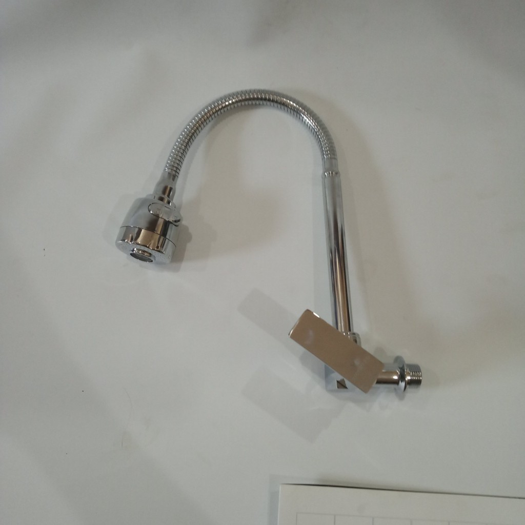 Kran Angsa Fleksibel Tembok Sink  Kuningan Cuci Piring Wastafel Handle Kotak Drat 1/2 INCH