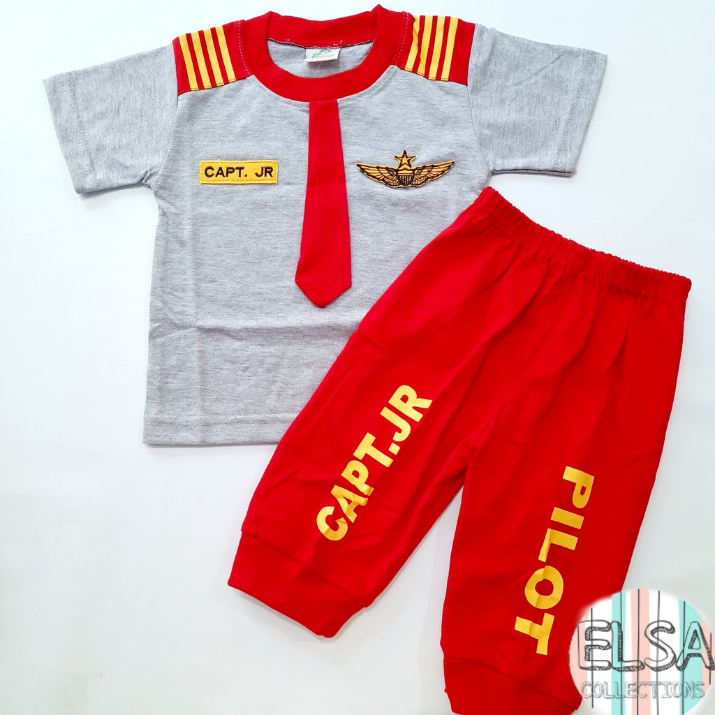 CN 1B4 - Baju Bayi / Setelan Anak Laki-Laki Usia 8-15 Bulan Motif Pilot Joger