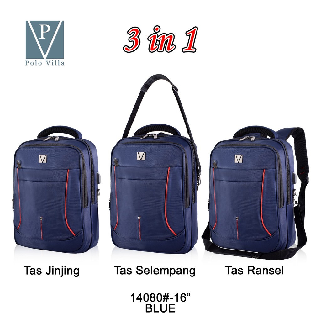 (Rf) Tas Polo Villa 14080 Tas Sekolah Multi Fungsi Ransel Fashion Sekolah Tas Laptop Kerja