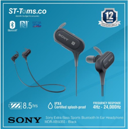 Sony Extra Bass Sports Bluetooth In Ear Headphone MDR-XB50BS - Hitam