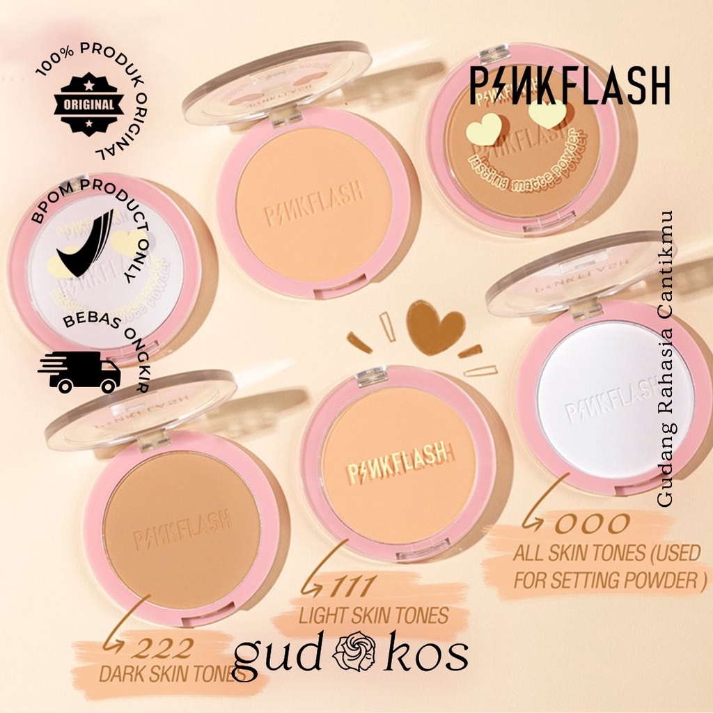 PINKFLASH #OhMySelf Long-lasting Matte Pressed Powder - Bedak Padat Makeup Wajah