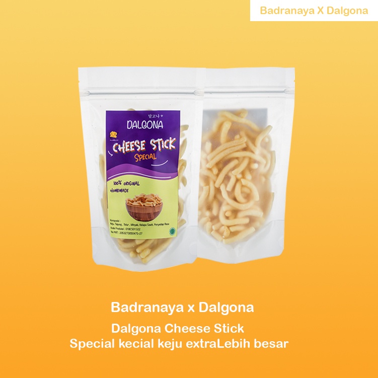 

Badranaya X Dalgona cheese Stick ( Stick Keju Exstra lebih Besar ) Best Seller Produk