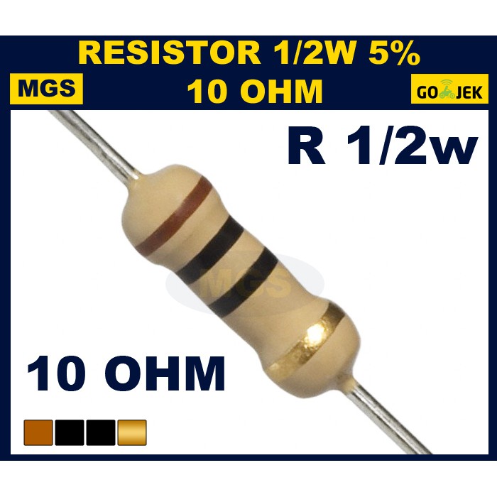 500Pcs Resistor 1/2w 10 OHM 5%