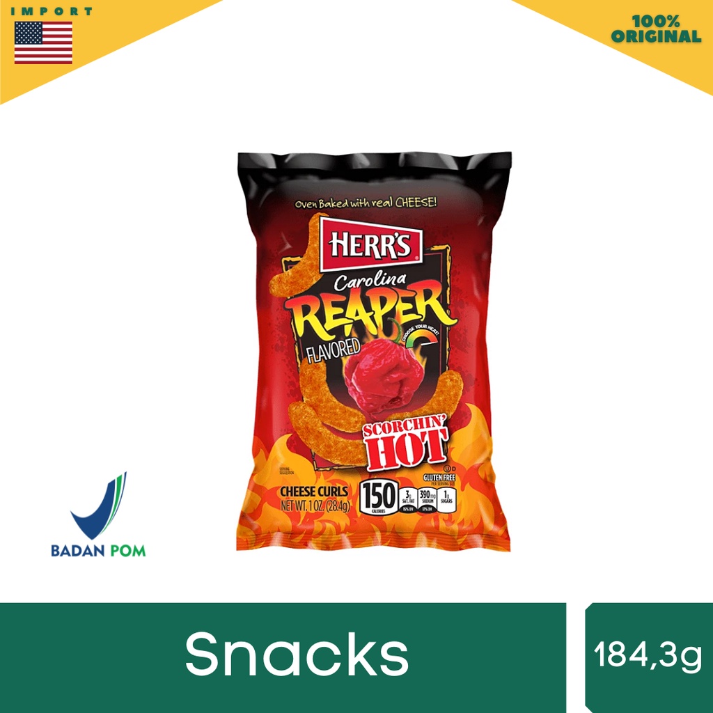 

HERR'S CAROLINA REAPER CHEESE CURL / Snack Keju dengan rasa Cabai Carolina