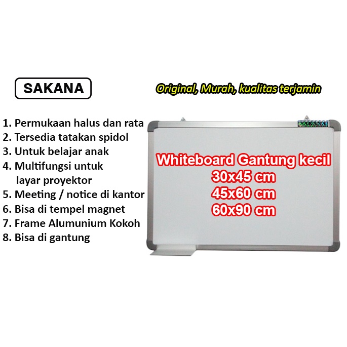 

papan Tulis whiteboard sakana / Papan tulis gantung / whiteboard gantung magnet