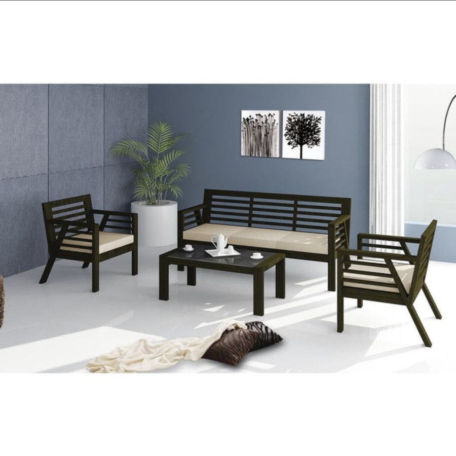 Kursi tamu 311 sofa minimalis kayu + meja ready makassar murah promo