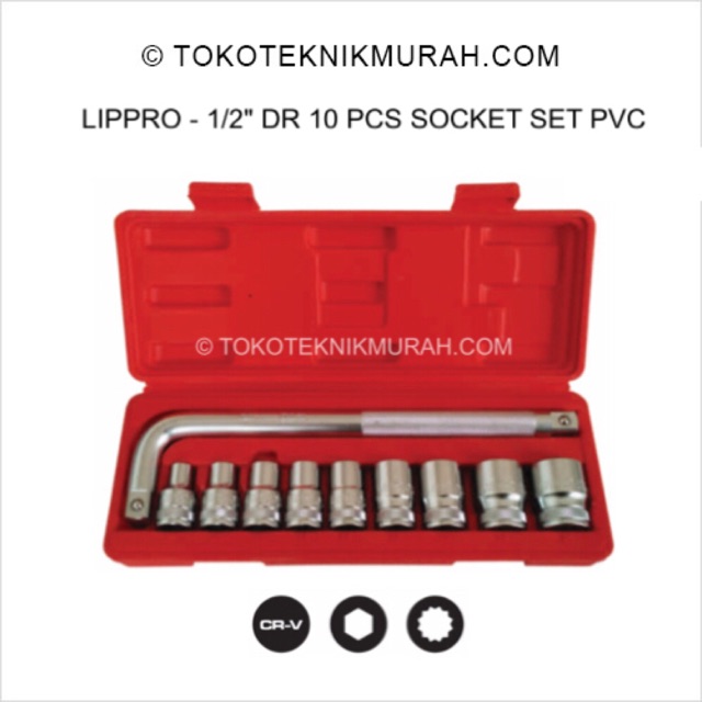 Lippro 3319MB Kunci Sok Set 12PT - PVC Box Sock Socket 8-24mm