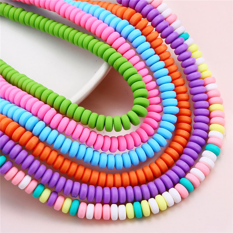 110pcs Manik-Manik Bulat Flat Polymer Clay 7x4mm 39cm / About Handmade Diy Untuk Membuat Perhiasan