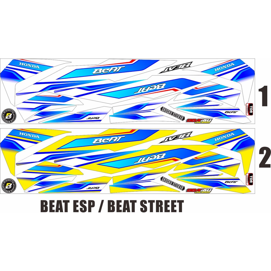 NEW DEDAL STIKER STRIPING VARIASI MOTOR HONDA BEAT ESP/BEAT STRET KUNING PARIASI PUTIH SIMPLE HONDA 