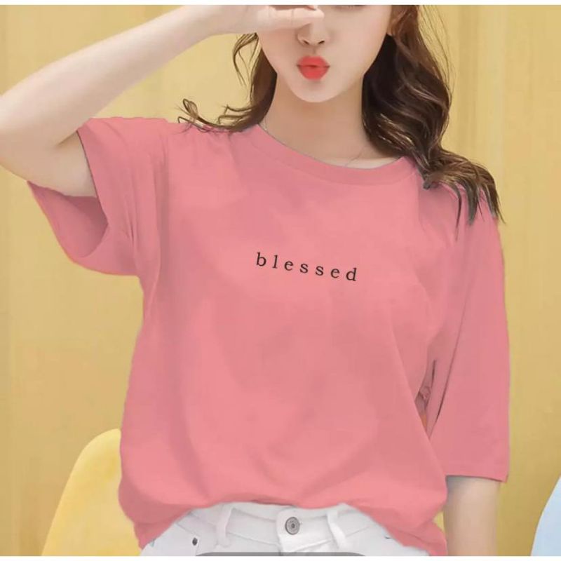 kaos oblong wanita blessed