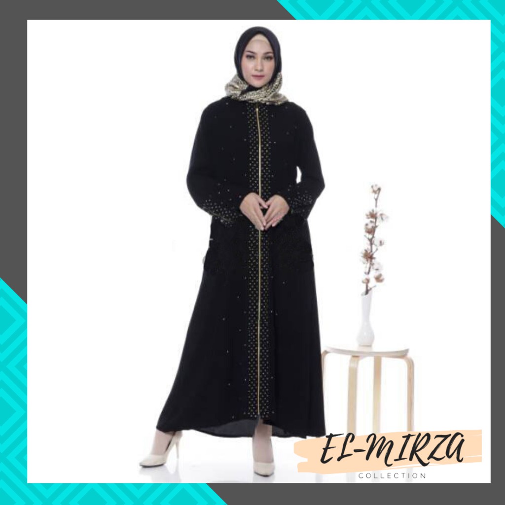  Baju  Muslim Abaya  Bordir Gamis Dress Syari Maxi Hitam  