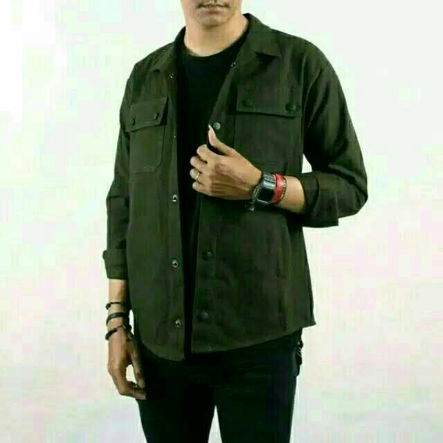 Jaket Trucker Semi Parka / Jaket Kanvas - Original Super-Root - Hijau Army#JaketParkaOriginal