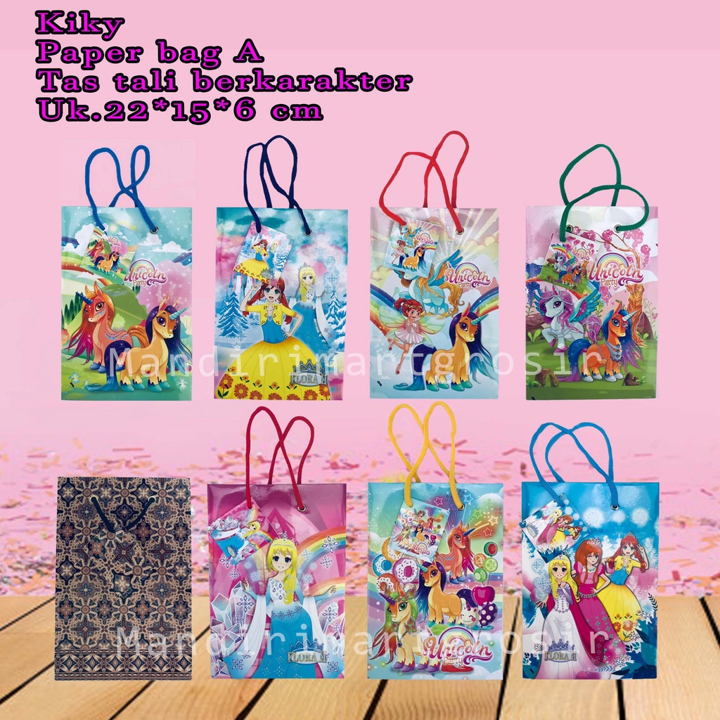 Kiky * Paper bag A * Tas berkarakter * Tas tali motif * Uk 22*15*6