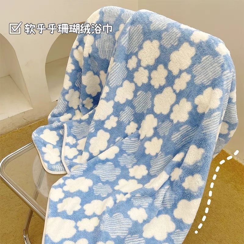 HANDUK MANDI MICROFIBER / HANDUK BAYI BESAR SOUVERNIR / HANDUK MANDI ANAK MOTIF AWAN LUCU / HANDUK MANDI DEWASA MOTIF CUTE BEAUTIFUL AESTHETIC CLOUD