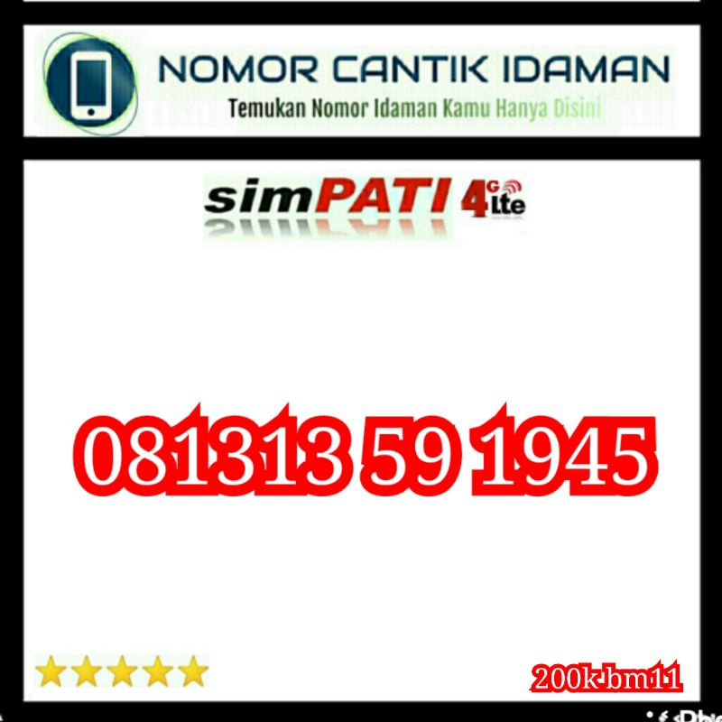 kartu perdan nomor cantik simpati 4g lte seri 59 tahun 1945 bmi11