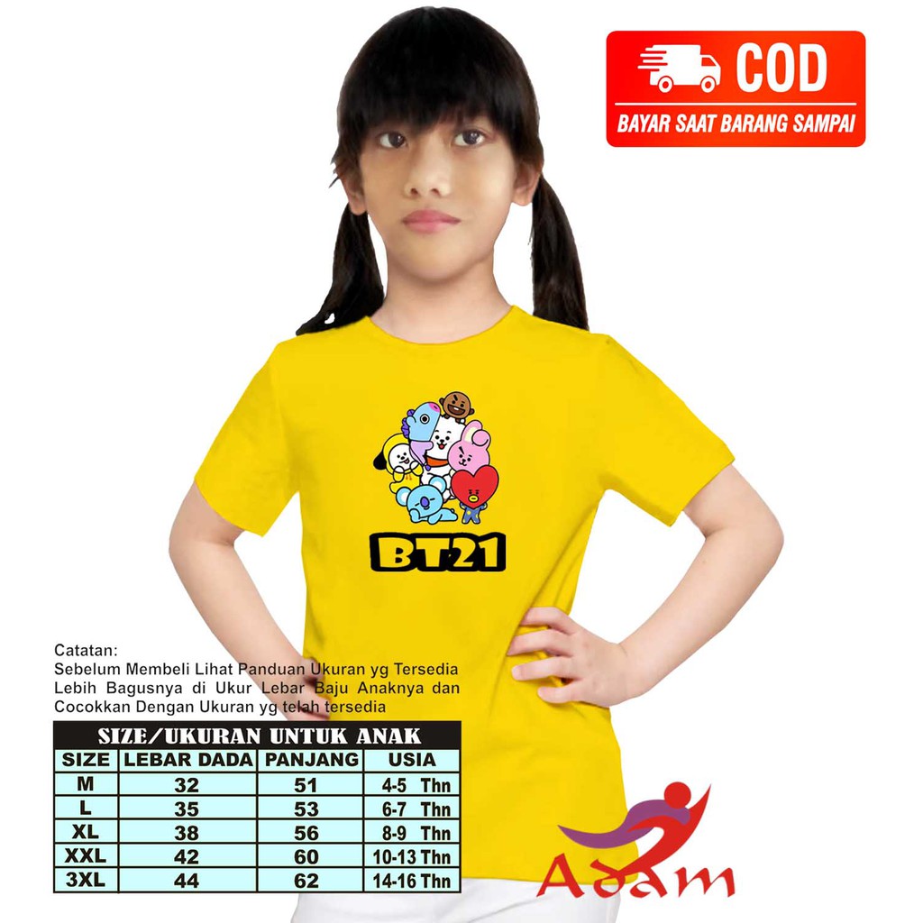 Adm 001 Baju Kaos Anak Perempuan BT21 / T-Shirt Distro / Kaos bt21 CHIMMY BTS  Kaos Wanita