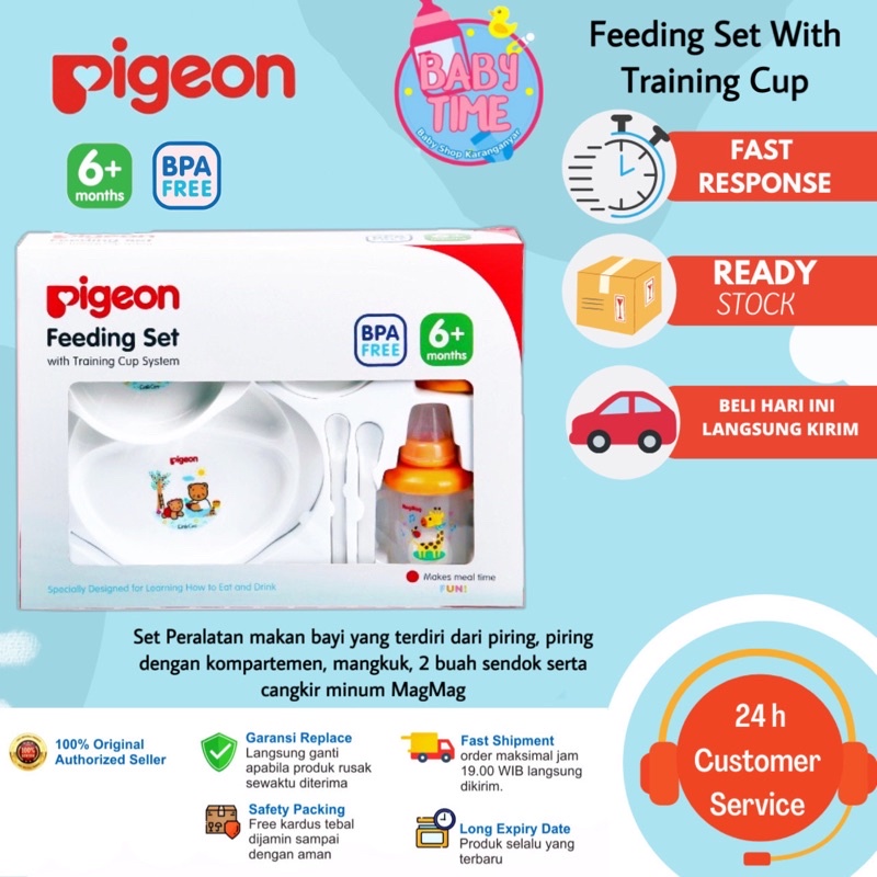 Pigeon Feeding Set With Juice Feeder / Piring sendok set alat makan MPASI bayi