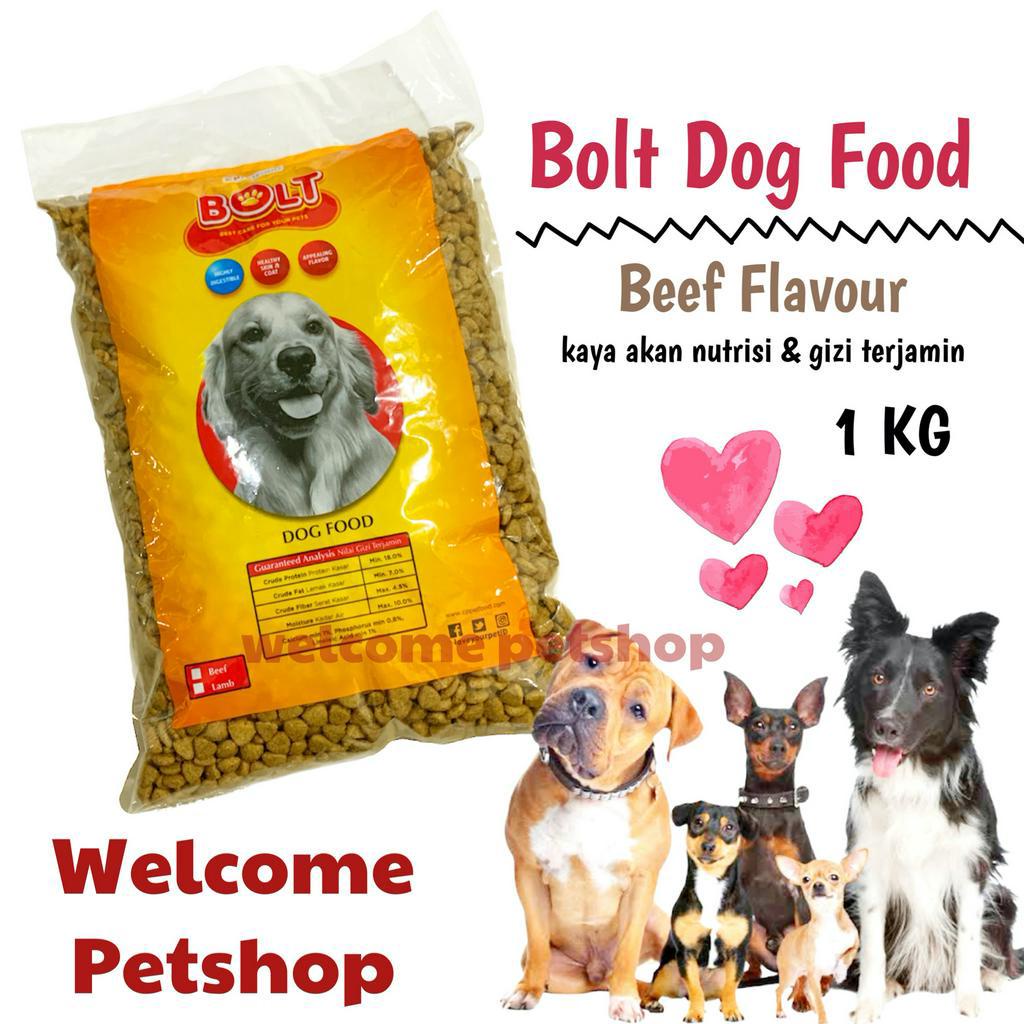 Bolt Dog Food 1kg / Makanan Anjing Kering / Pelet Anjing Beef Flavour