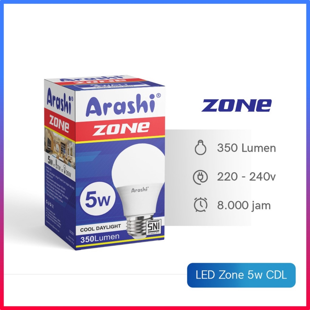 Arashi Zone Lampu Bohlam LED Bulb 5 Watt - Cahaya Putih