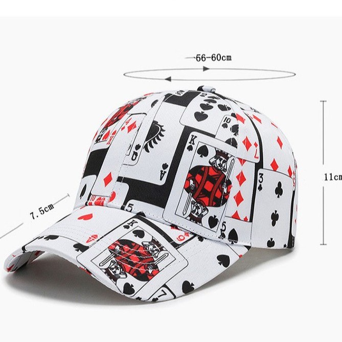 Topi Baseball Desain Poker Doodle Gaya Hip Hop Korea Untuk Pria Dan Wanita