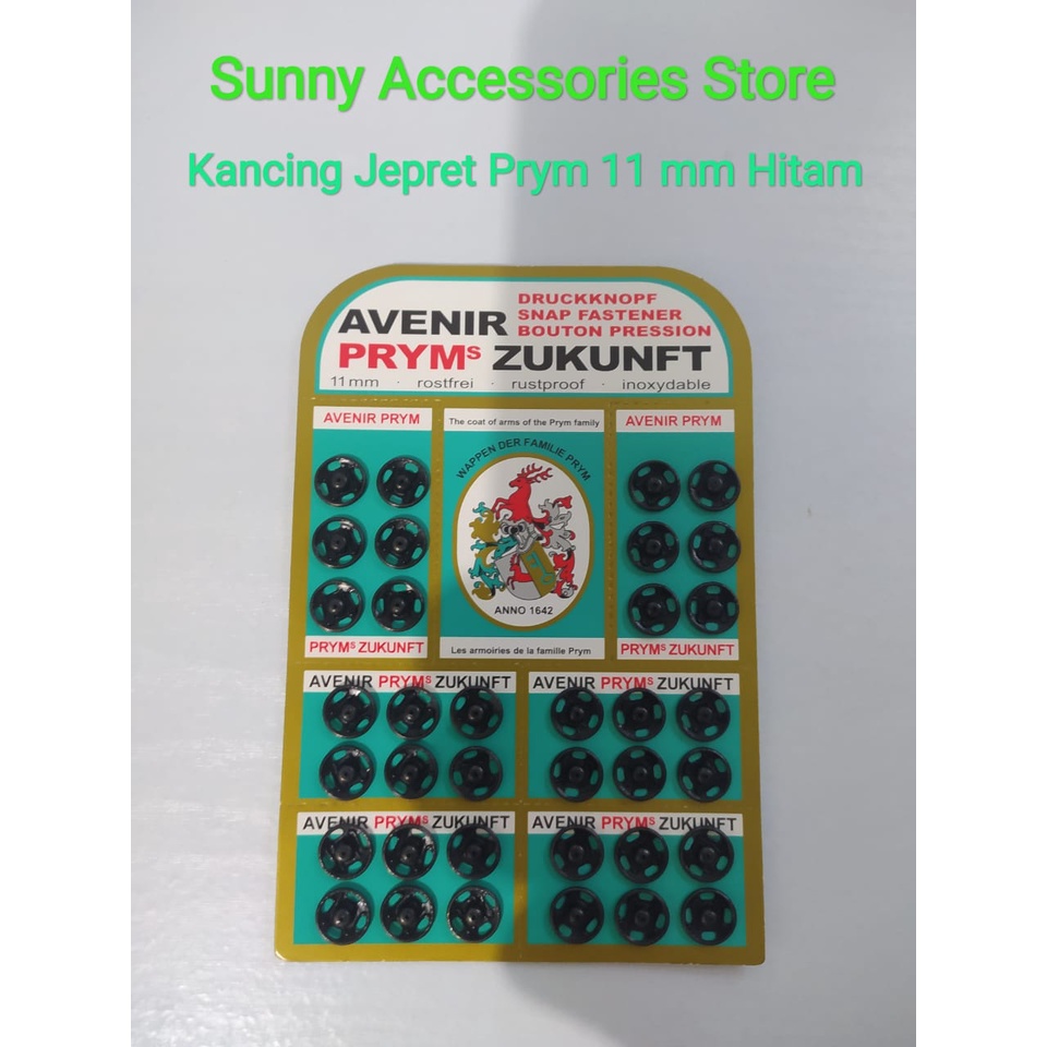 

Kancing Jepret Prym Zukunft 11 mm Hitam *Premium Product* (1 Papan=36 Set)