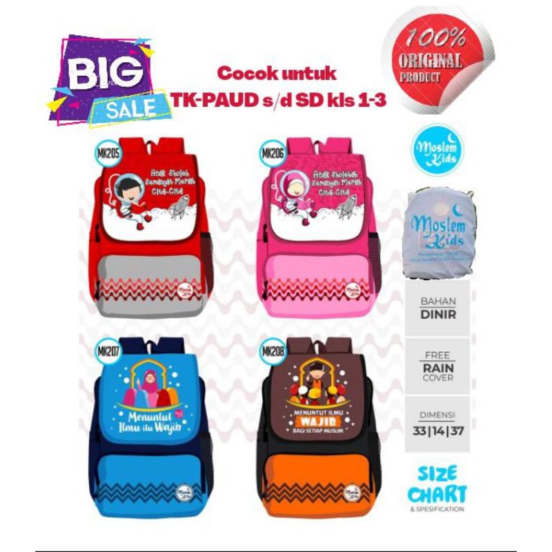 Moslim kids sale tas sekolah ransel anak lucu murah Paud TK SD  cewek cowok ori  free raincover