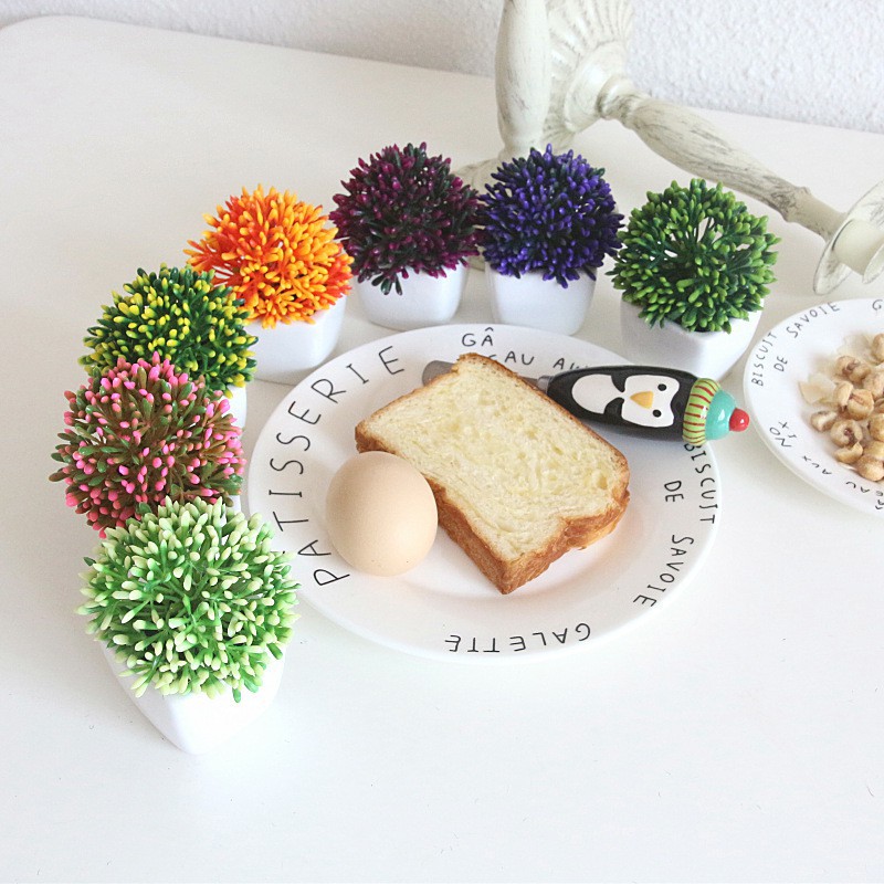 Mini Bonsai Berdaging Set  Simulasi Tanaman Dekorasi Keramik Plastik Dengan Pot Bunga