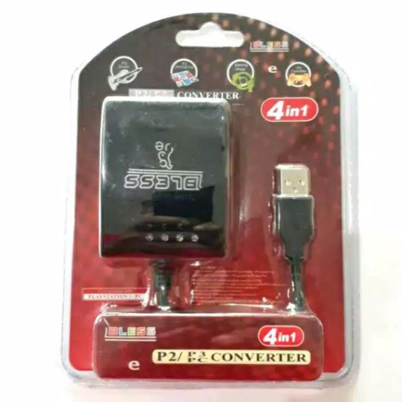 CONVERTER 4IN1 sambungan stik PS2 For PC/PS3