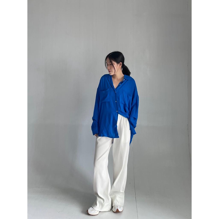 Lyla Top | Kemeja Oversize Loose Wanita - Crinkle Shirt - Atasan Wanita Lengan Panjang