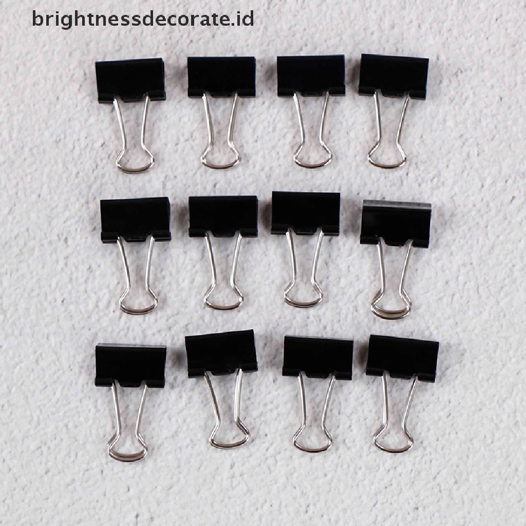 [birth] 12Pcs Black Metal Binder Clips File Paper Clip Photo Stationary Office Supplies [ID]