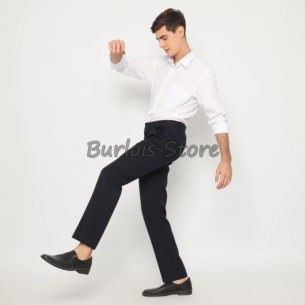 Burlois Store Celana kantor Formal Kerja Bahan Dasar Pria Slim Fit