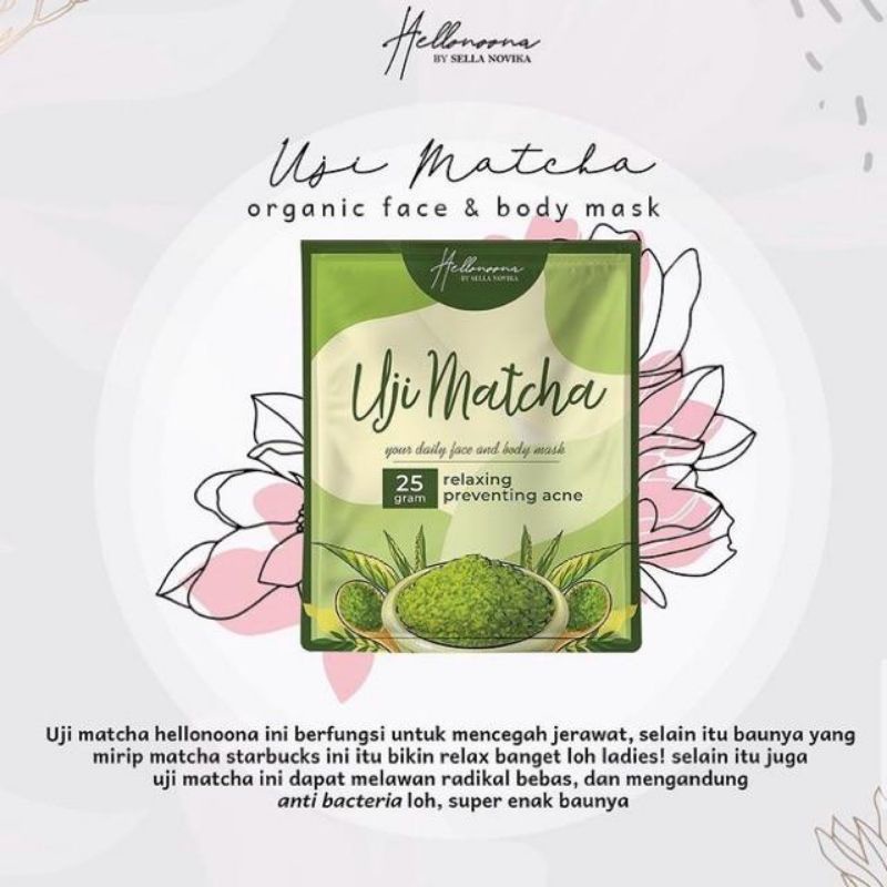 ✿ELYSABETHME✿ Masker wajah Hellonoona bubuk organik herbal alami untuk mengobati jerawat komedo wajah kusam