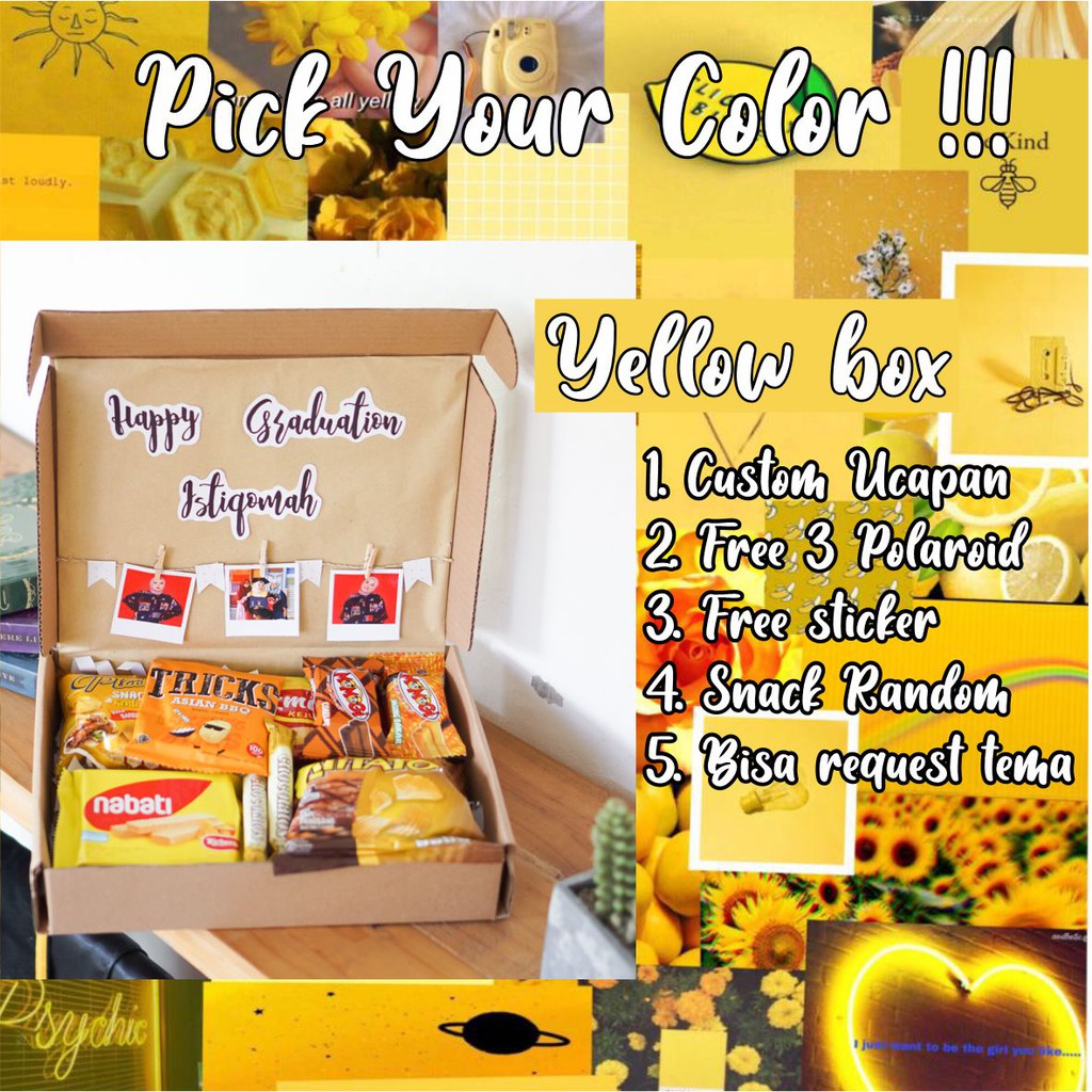 

[Yellow] Gift Box with Snack Paket Hadiah Ulang Tahun Wisuda Graduation Hampers Pernikahan Anniversa