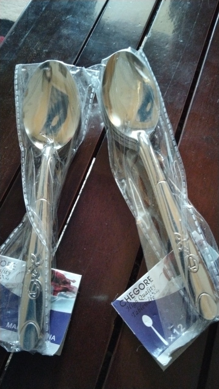 12pcs Sendok Makan Stainless Motif Bunga Mawar
