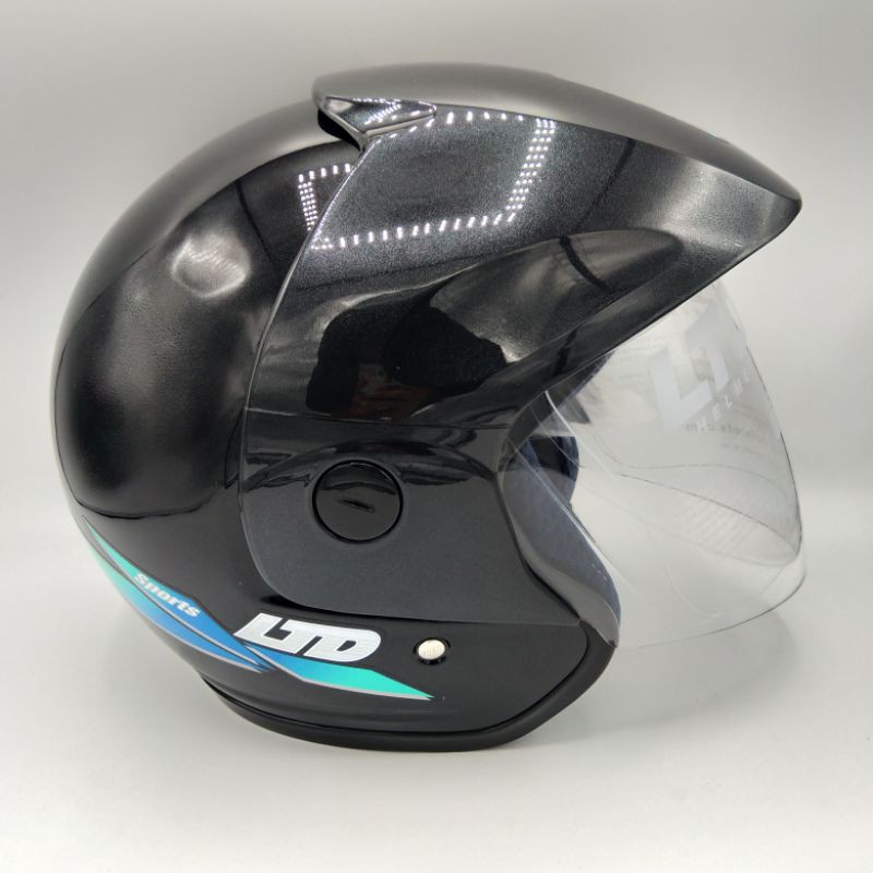 HELM LTD Sport Hitam kilat kaca Hitam