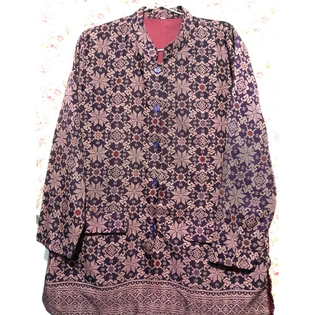 Preloved Atasan Batik Jumbo Ungu Terong Wanita Berfuring