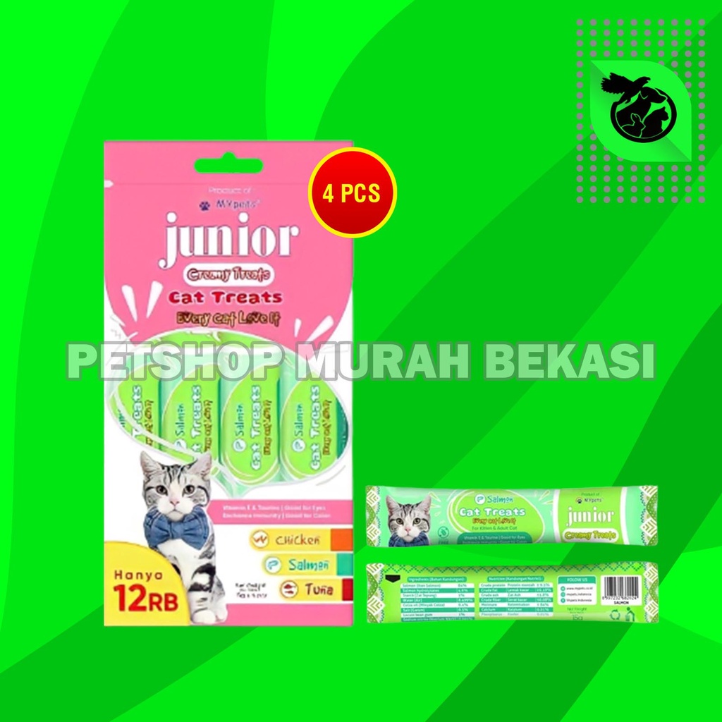Junior Creamy Treats Cemilan Kucing Cat Food Snack 15GR X 4 Pcs