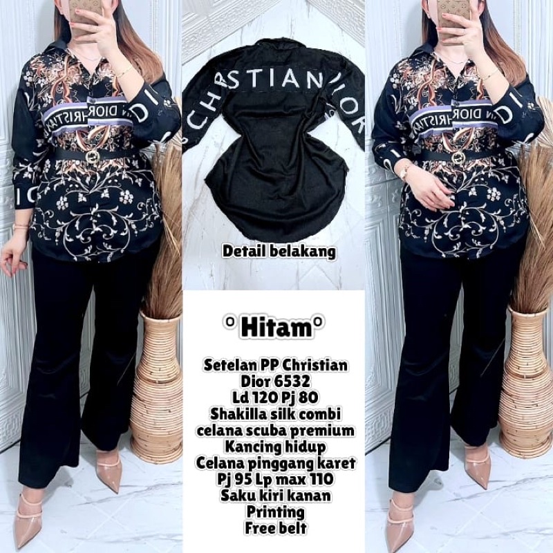Setelan PP Christian Dior 6532 Hitam ,detail di pict