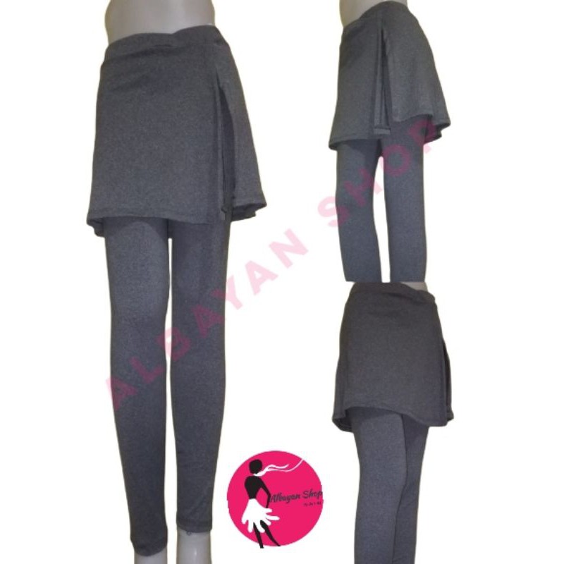Celana  rok senam laging belah samping abu