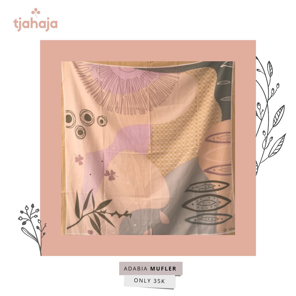 Jilbab Motif Segi Empat ADABIA MUFLER seri SAFONA Peach Hijau Army Soft Ungu Muda Baru Original