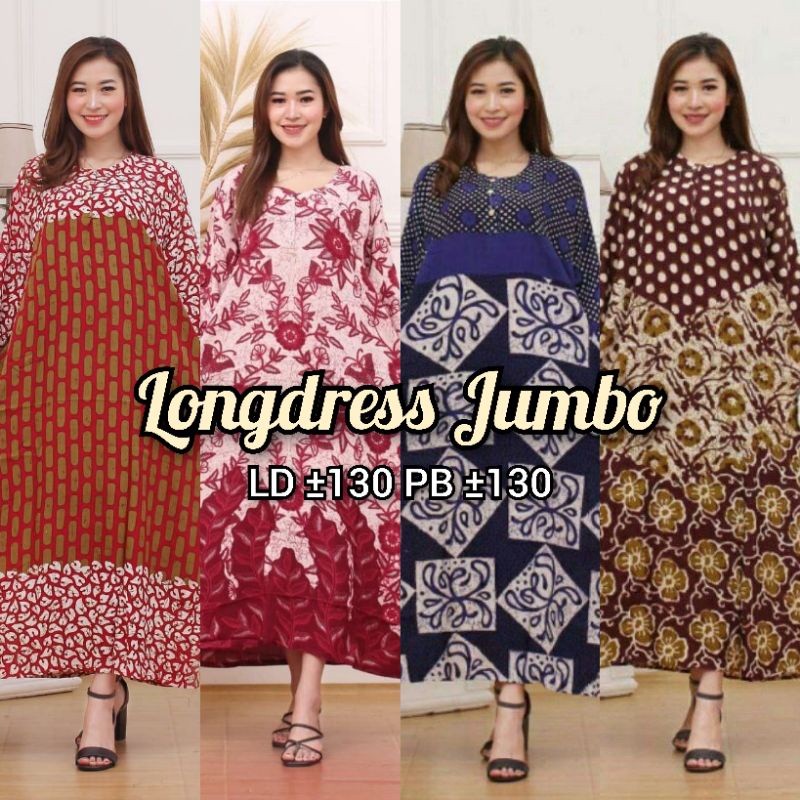 Daster Longdress Jumbo Kancing Depan Lengan Panjang Bisa Untuk Busui Bumil Motif Batik Kekinian