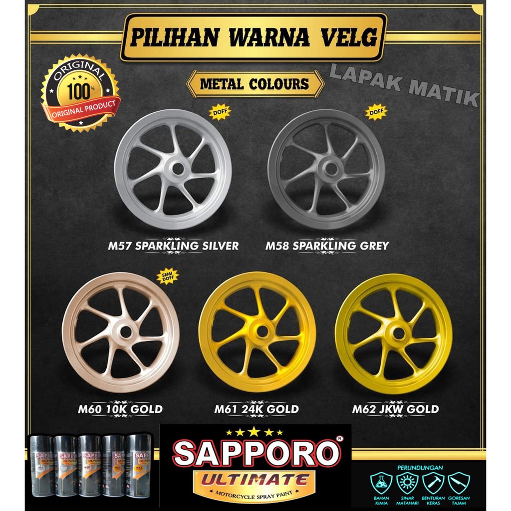 Pilok Sapporo warna METALIK SPARKLING SILVER GREY GOLD BRONZE  M57 M58 60 M61 M62 400ML