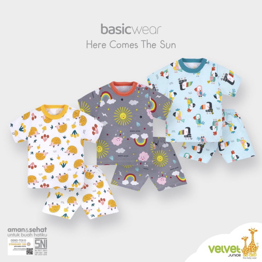 Setelan Pendek Velvet Junior Series Here Comes The Sun