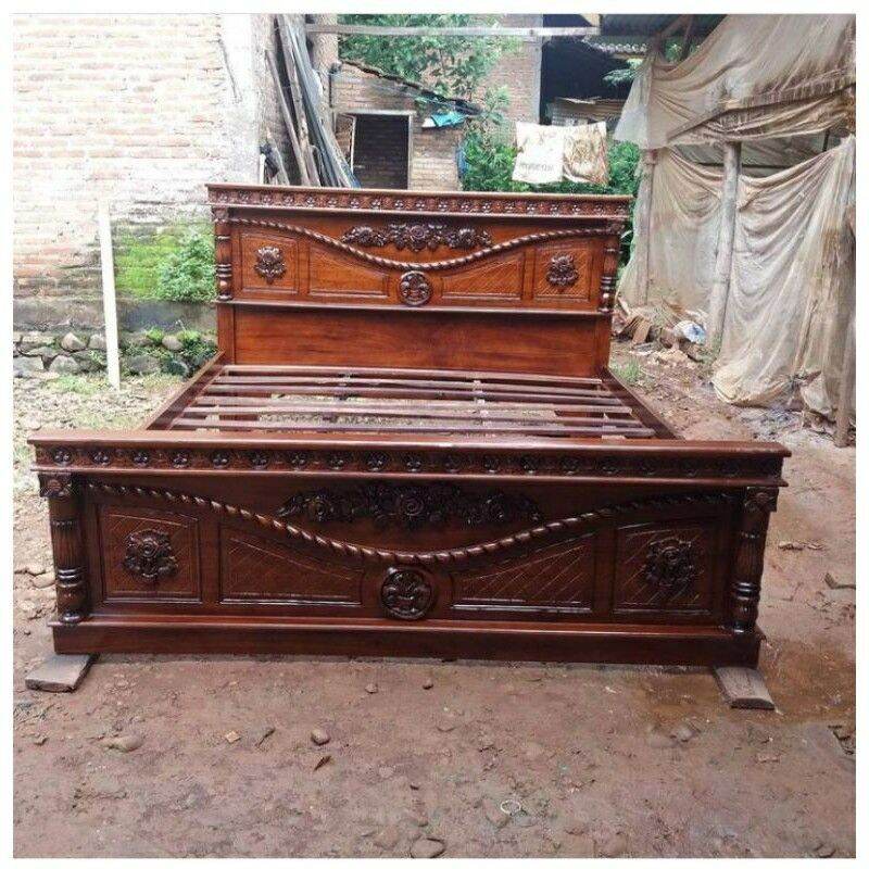 Dipan Tempat Tidur Kayu Jati Ukuran 200 x 180