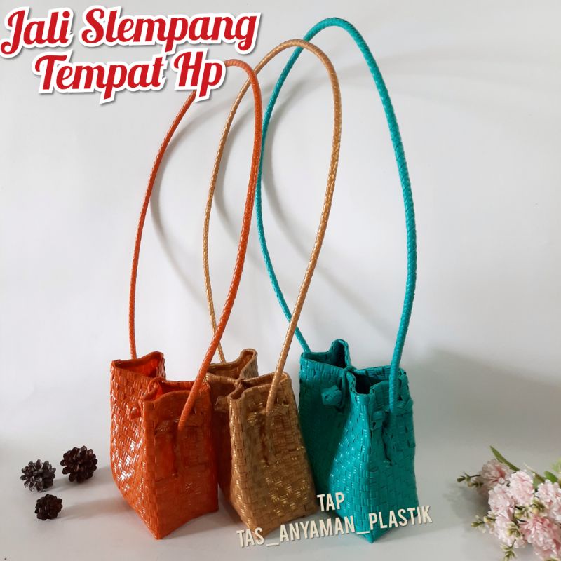 Tas Selempang Bucket Serut Bahan Anyaman Jali Premium Slingbag Fashion Wanita Polos Pastel Sling Bag Tempat Hp READY