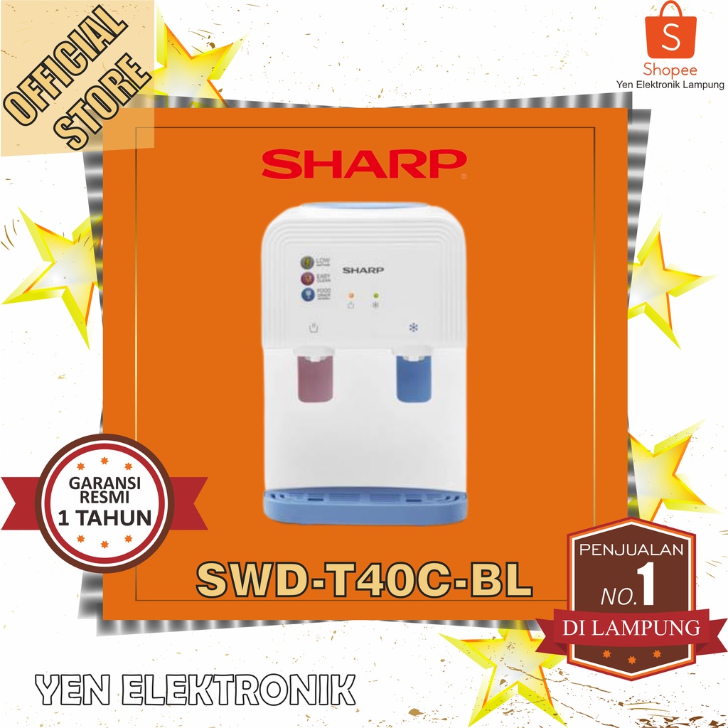 SHARP Portable Dispenser SWD-T40C-BL - Top Loading Water Dispenser Garansi Resmi SHARP 1 Tahun
