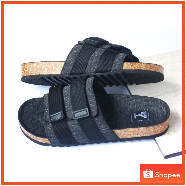 KOSKHA BLACK - Sendal Slide Pria Sandal Slide Flip Flop Selop Pria Wanita Kasual Simple Santai