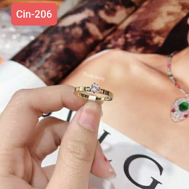 TERLARIS CINCIN WANITA TITANIUM /ANTI KARAT MODEL PERMATA SATU